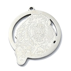 Stainless Steel Color 201 Stainless Steel Pendants, Laser Cut, Lion Charm, Stainless Steel Color, 29x25x1mm, Hole: 1.5mm