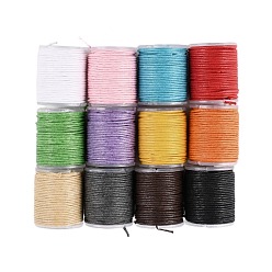 Mixed Color 12Rolls 12 Colors Waxed Polyester Thread, Mixed Color, 1.2mm, 1color/roll
