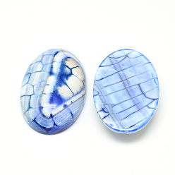 Cornflower Blue Dyed Natural Fire Agate Cabochons, Oval, Cornflower Blue, 30x20x7mm