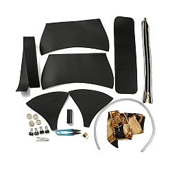 Black DIY Purse Making Kit, Including Cowhide Leather Bag Accessories, Iron Needles & Waxed Cord, Black, 32cm