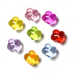Mixed Color Transparent Acrylic Pendants, Asymmetrical Heart Charm, Mixed Color, 15.5x14x9.5mm, Hole: 3mm, about 610pcs/500g