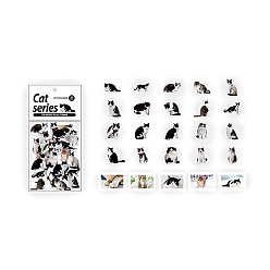 Black Cat PET Sticker, for Water Bottles, Laptop, Phone, Skateboard Decoration, Black, 50x50mm
