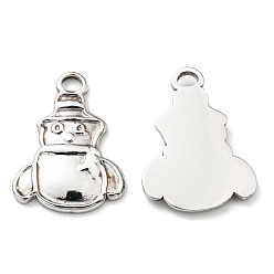 Stainless Steel Color 304 Stainless Steel Pendants, Manual Polishing, Christmas Theme, Snowman Charms, Stainless Steel Color, 19x14x2mm, Hole: 1.6mm