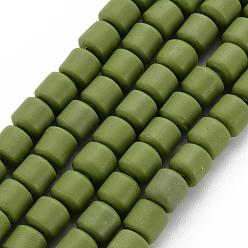 Dark Olive Green Polymer Clay Bead Strands, Column, Olive, 5~7x6mm, Hole: 1.5~2mm, about 61~69pcs/strand, 15.74 inch