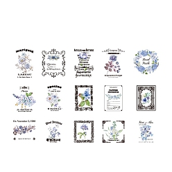 Cornflower Blue 30Pcs Flower Pattern PET Sticker, Self-Adhesive Decals for DIY Album Scrapbook, Diary Decoration, Cornflower Blue, 30~50mm