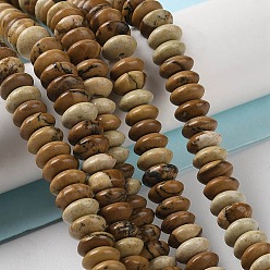 Picture Jasper Natural Picture Jasper Beads Strands, Saucer Beads, Rondelle, 6~6.5x3mm, Hole: 1mm, about 118~119pcs/strand, 15.35''(39cm)