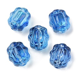 Blue Transparent Glass Beads, Candy, Blue, 12x10.5x7mm, Hole: 1mm