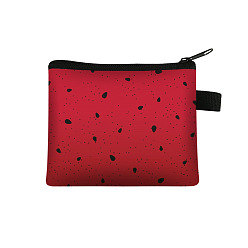 FireBrick Watermelon Printed Polyester Coin Wallet Zipper Purse, for Kechain, Card Storage Bag, Rectangle, FireBrick, 13.5x11cm