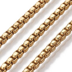 Golden 304 Stainless Steel Box Chains, Unwelded, Golden, 3x3x1.5~2mm