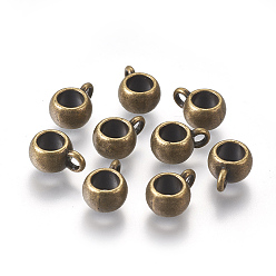 Antique Bronze Tibetan Style Alloy Rondelle Tube Bails, Loop Bails, Lead Free and Cadmium Free, Bail Beads, Antique Bronze, 8x5mm, Hole: 2mm, Inner Diameter: 5mm