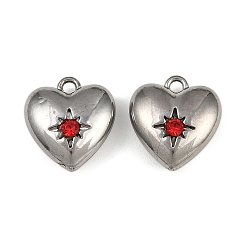 Сиамский 304 прелести нержавеющей стали, со стразами, шарма сердца, Сиам, 13.5x12.5x5.5 мм, отверстие : 1.5 мм