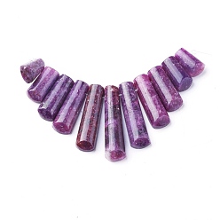 Lepidolite Natural Lepidolite/Purple Mica Stone Beads Strands, Graduated Fan Pendants, Focal Beads, Top Drilled Beads, Spodumene Beads, Rectangle, 16~39x9.5~10.5x5.5~6mm, Hole: 1.4mm