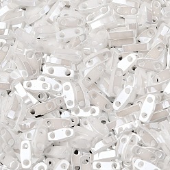 (QTL420) White Pearl Ceylon Cuentas de tila de cuarto de miyuki, granos de la semilla japonés, 2 agujero, (qtl420) perla blanca de Ceilán, 5x1.2x1.9 mm, agujero: 0.8 mm, Sobre 2400 unidades / 50 g