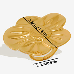 Золотой Цветок 304 модный манжет из нержавеющей стали открытое кольцо для женщин, золотые, 36 мм