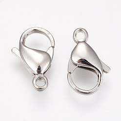 Stainless Steel Color 304 Stainless Steel Lobster Claw Clasps, Parrot Trigger Clasps, Stainless Steel Color, 17x10.5x4.5mm, Hole: 2mm