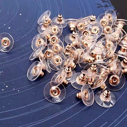 Golden 100Pcs Plastic Ear Nuts, Clutch Earring Backs with Metal Finding, Golden, 10x10x6mm