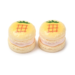 Yellow Opaque Resin Imitation Dessert Cabochons, Pineapple Macaron, Yellow, 19x16mm
