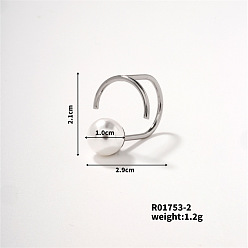 Платина Модное латунное кольцо-манжета с жемчугом, уникальный геометрический дизайн, платина