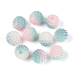 Светло-Синий Имитация жемчуга акриловые, Берри бисера, комбинированные бисером, круглые, голубой, 15.5 мм, отверстие : 2.5 мм, около 200 шт / упаковка