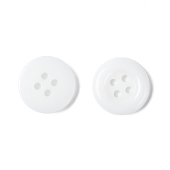 Белый Акриловые кнопки рубашки, пластиковые швейные пуговицы для дизайна костюма, 4-луночное, окрашенные, плоско-круглые, белые, 12x2 мм, отверстие : 1 мм