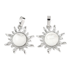 Говлит Природные подвески Говлит, латунные солнечные подвески, стойки покрытие, платина, без кадмия и без свинца, 23x22.5x5.5 мм, отверстие : 7.5x4.5 мм