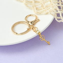 Letter F 304 Stainless Steel Initial Letter Key Charm Keychains, with Alloy Clasp, Golden, Letter F, 8.8cm