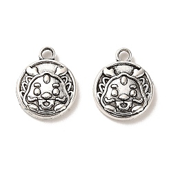 Antique Silver Tibetan Style Alloy Charmss, Cadmium Free & Lead Free, Flat Round with Dragon, Antique Silver, 13x10.5x2mm, Hole: 1.6mm, about 1123pcs/1000g