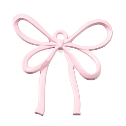 Pink Акриловые подвески краскораспылительные, бантом прелести, розовые, 40x40x4.5 мм, отверстие : 2.5 мм