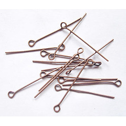 Red Copper Iron Eye Pin, Cadmium Free & Nickel Free & Lead Free, Red Copper, 35x0.7mm, Hole: 2mm, about 7000pcs/1000g
