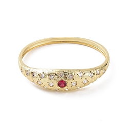 Deep Pink Cubic Zirconia Star Hinged Bangle, Golden Brass Jewelry for Women, Deep Pink, Inner Diameter: 2-3/8 inch(5.9cm)