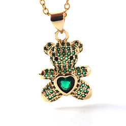 01 Minimalist Pendant Necklace with Colorful Zircon Lock Collar Chain Pendant