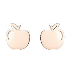 Rose color Cute Mini Cherry Apple Earrings Stainless Steel Fruit Jewelry Sweet Accessories