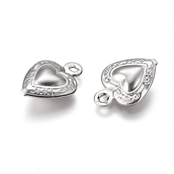 Stainless Steel Color 304 Stainless Steel Charms, Heart, Stainless Steel Color, 12x9x3mm, Hole: 1mm