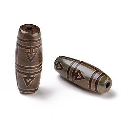 2-Глаза Тибетского стиля бусы дзи, природных бисера агат, окрашенная и подогревом, овальные, горный узор, 28.5~32x10~12.5 мм, отверстие : 1.5~3 мм