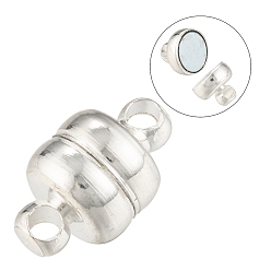 Plata Cierres magnéticos de latón con bucles, oval, el color plateado de plata, 11x7 mm, agujero: 1.5 mm