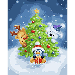 Christmas Tree Christmas Penguin Pattern DIY Diamond Painting Kits, including Resin Rhinestones, Diamond Sticky Pen, Tray Plate and Glue Clay, Christmas Tree, 400x300mm
