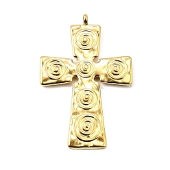 Золотой 304 подвески из нержавеющей стали, крест очарование, ионное покрытие (ip), золотые, 47x30x1.5 мм, отверстие : 3 мм