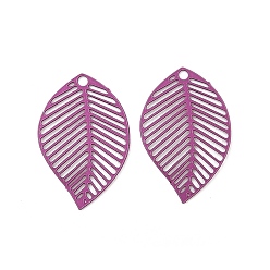 Средний Фиолетово-красный Аэрозольная краска 430 подвески из нержавеющей стали, лист, средне фиолетовый красный, 17x11x0.3 мм, отверстие : 1 мм