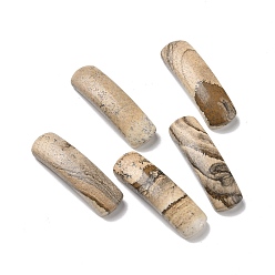 Picture Jasper Natural Picture Jasper Connector Charms, Curved Tube, Arch, 36~37x10.5~11x5.5~6mm, Hole: 1.2mm