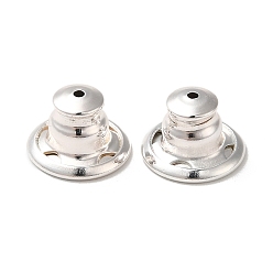 Silver Rack Plating Brass Ear Nuts, Bullet Ear Nuts, Long-Lasting Plated, Silver, 10x7mm, Hole: 0.7mm