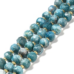Apatite Natural Apatite Beads Strands, with Seed Beads, Faceted Rondelle, 7~8x5~6mm, Hole: 1mm, about 45~46pcs/strand, 14.57''~14.96''(37~38cm)