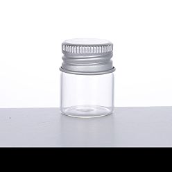 Clear Empty Glass Bead Storage Tubes, with Platinum Plated Screw Aluminum Cap and Silicone Stopper, Column, Clear, 7x2.2cm, Capacity: 15ml(0.5 fl. oz)