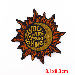 Sun Computerized Embroidery Cloth Iron on/Sew on Patches, Costume Accessories, Sun Pattern, 83x81mm