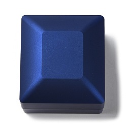 Blue Rectangle Plastic Ring Storage Boxes, Jewelry Ring Gift Case with Velvet Inside and LED Light, Blue, 5.9x6.4x5cm