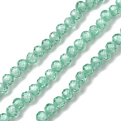 Аквамарин Бусы из циркония, граненые, круглые, аквамарин, 3 мм, отверстие : 0.5 мм, около 132 шт / нитка, 14.57~14.76 дюйм (37~37.5 см)