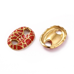 Red 304 Stainless Steel Enamel Connector Charms, Coffee Bean Links, Golden, Red, 12.5x16.5x3mm, Hole: 3mm