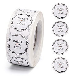 Word Baked with Love Stickers, Self-Adhesive Paper Gift Tag Stickers, for Party, Decorative Presents, Word, 24.5mm, 500pcs/roll