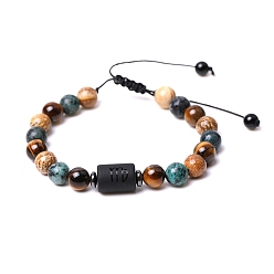 Vierge Bracelets de perles tressées en pierres précieuses naturelles, bracelet constellation en verre, virgo, 7-1/4~7-1/2 pouce (18.5~19 cm)
