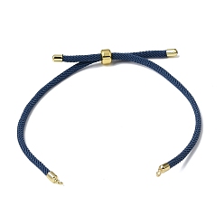 Marine Blue 3MM Adjustable Round Nylon Braided Cord Bracelet Making, with Golden Brass Findings, Fit for Connector Charms, Marine Blue, 8.66 inch(22cm), Hole: 1.5mm