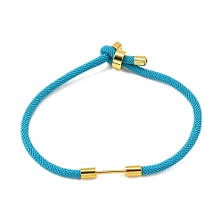Темно-Голубой Плетеный браслет из нейлонового шнура, с латунной фурнитурой , реальный 18 k позолоченный, глубокое синее небо, 9-1/2 дюйм (24 см), ссылка: 24x4 mm